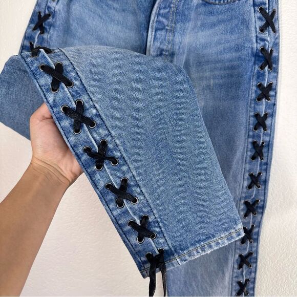 GRLFND Karolina Lace-Up Detail Jeans Size 28 - Picture 7 of 9